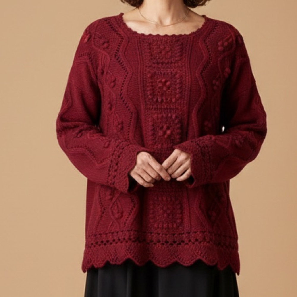 Rebecca Stone Vintage Crochet Pullover Sweater‎